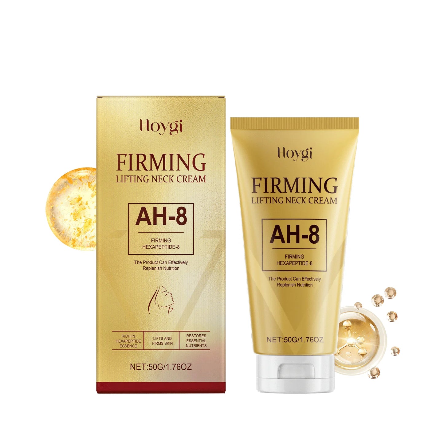 Ah-8 Firming Neck Cream Hexapeptide Moisturizing Tighten Loose Sagging Fine Lines Wrinkle Reduction Hyaluronic Acid Neck Lotion