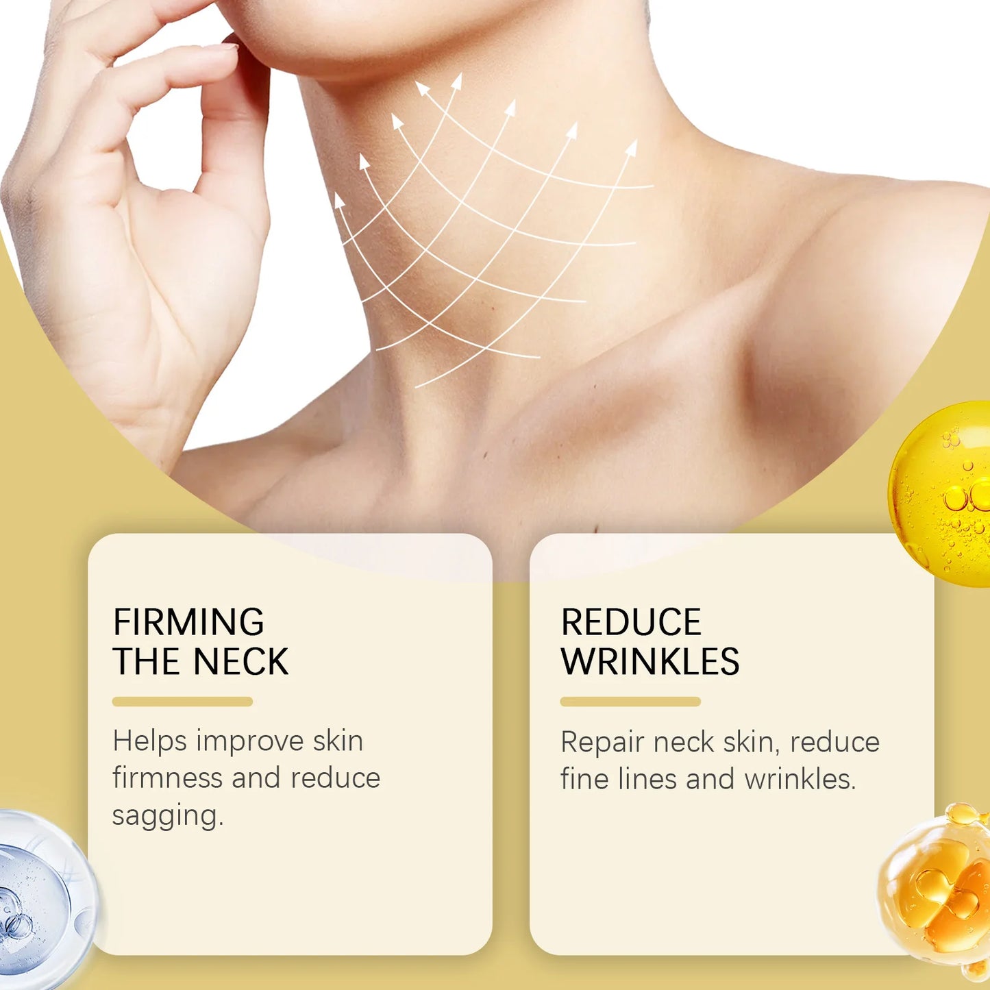 Ah-8 Firming Neck Cream Hexapeptide Moisturizing Tighten Loose Sagging Fine Lines Wrinkle Reduction Hyaluronic Acid Neck Lotion